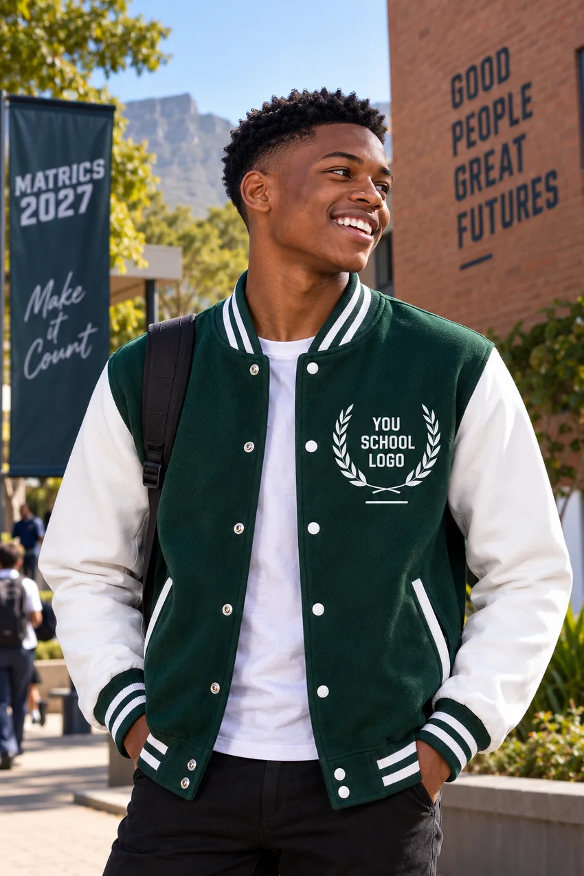 Forest & white varsity matric jacket inspiration